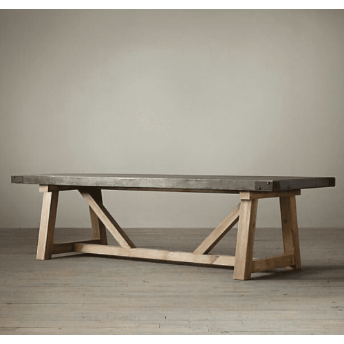 Lightweight Concrete Rectangular Dining Table - Yellow Pine Legs 71x35.5