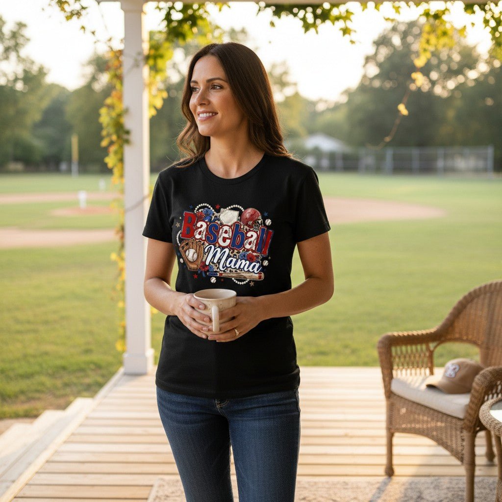 Baseball Mama T-Shirt 100% Cotton Sports Mom Mothers Day Gift
