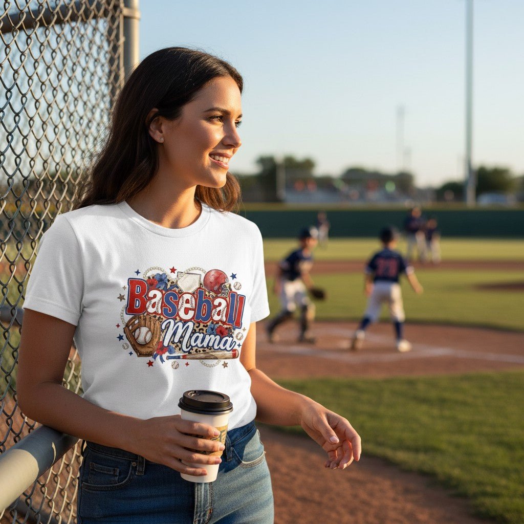 Baseball Mama T-Shirt 100% Cotton Sports Mom Mothers Day Gift
