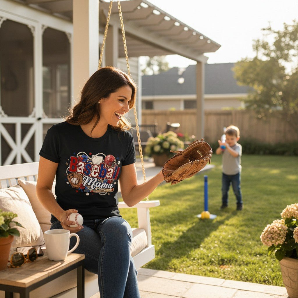 Baseball Mama T-Shirt 100% Cotton Sports Mom Mothers Day Gift