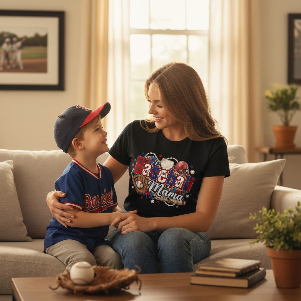 Baseball Mama T-Shirt 100% Cotton Sports Mom Mothers Day Gift