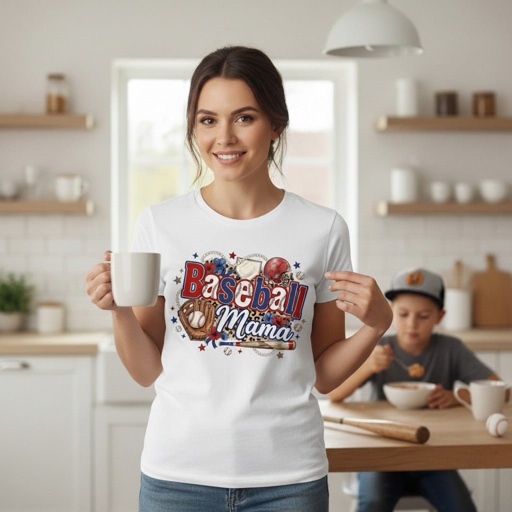 Baseball Mama T-Shirt 100% Cotton Sports Mom Mothers Day Gift