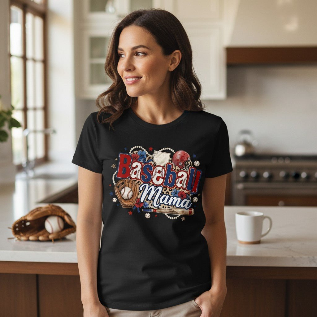 Baseball Mama T-Shirt 100% Cotton Sports Mom Mothers Day Gift