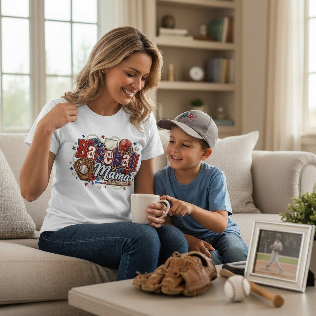 Baseball Mama T-Shirt 100% Cotton Sports Mom Mothers Day Gift