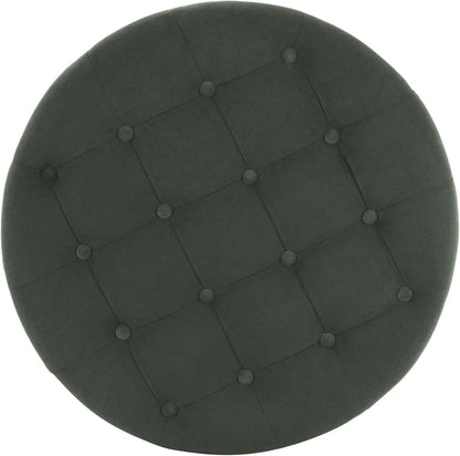 Handcrafted Loden Green Velvet Storage Ottoman 28In