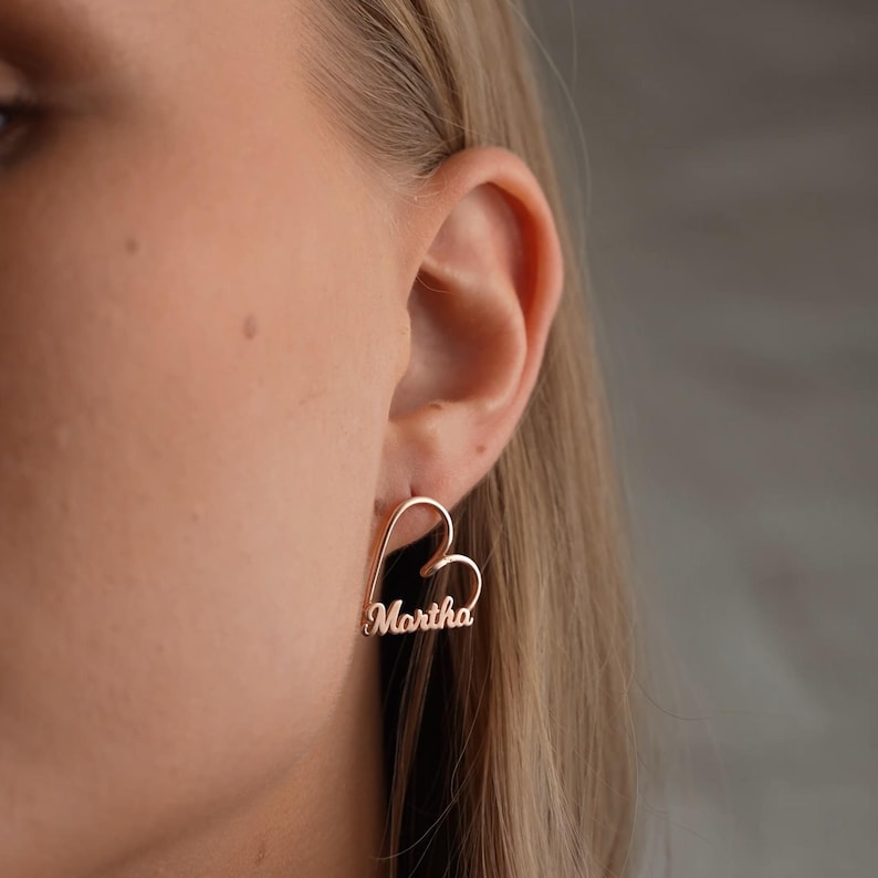 Heart Name Stud Earrings