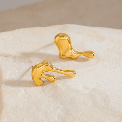 18K gold irregular shape design simple personality earrings