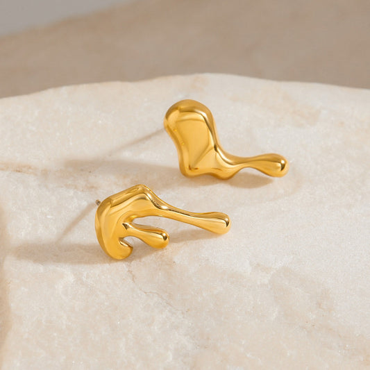 18K gold irregular shape design simple personality earrings