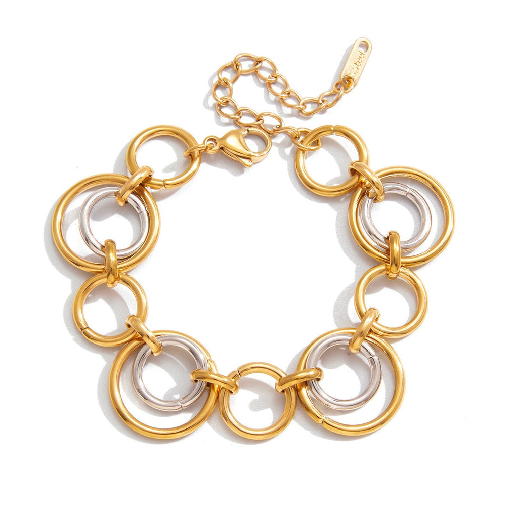 18K gold and S925 silver multi-strand bracelet with contrasting colors.