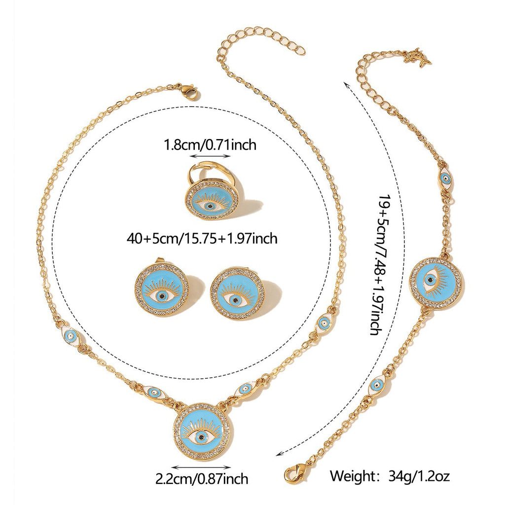 Bohemian Evil Eye Necklace, Bracelet and Earring Set
