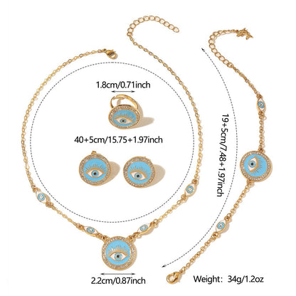 Bohemian Evil Eye Necklace, Bracelet and Earring Set