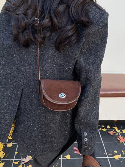 Suede Flap Crossbody Bag