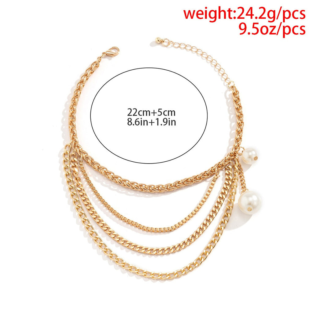 Beach Imitation Pearl Pendant Tassel Chain Anklet