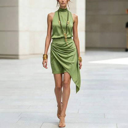 Women's Double-Layer Asymmetrical Hem Mini Skirt