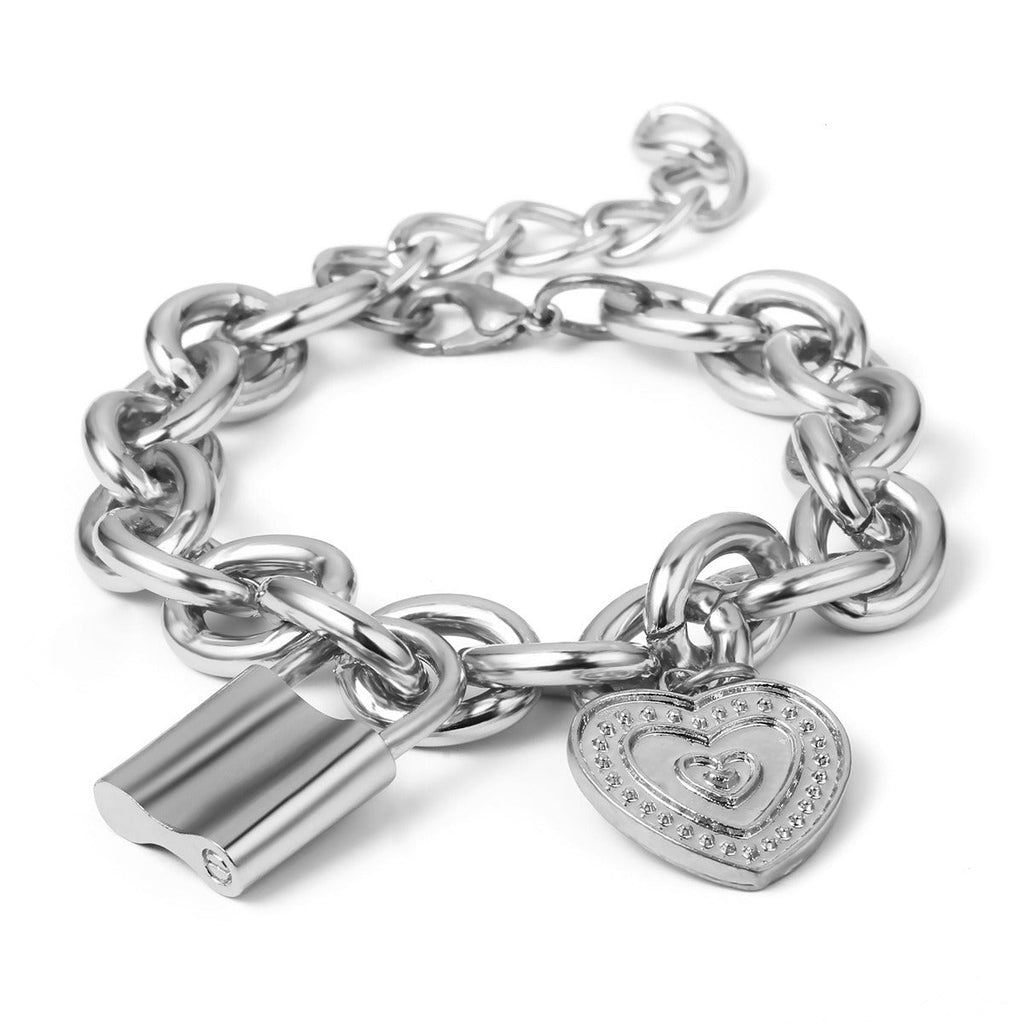 18k gold multi-layer lock-shaped retro street style bracelet