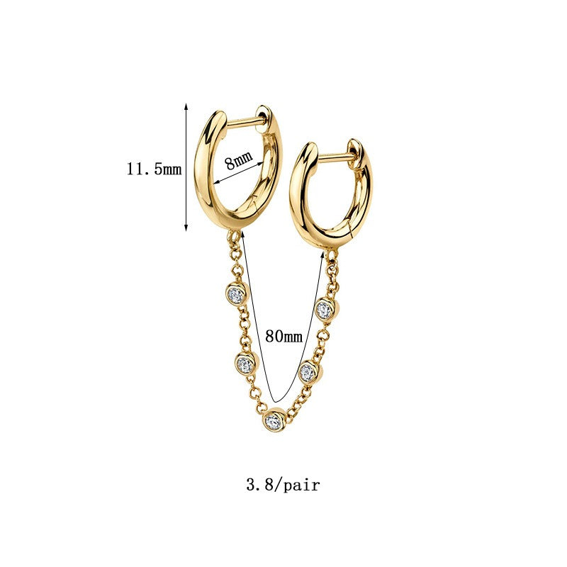 18K Gold Punk & Hip-Hop Style Light Luxury Earrings
