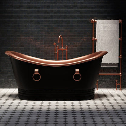 Black and Copper Matte Freestanding Bathtub - Luxury Handcrafted Spa Statement Piece