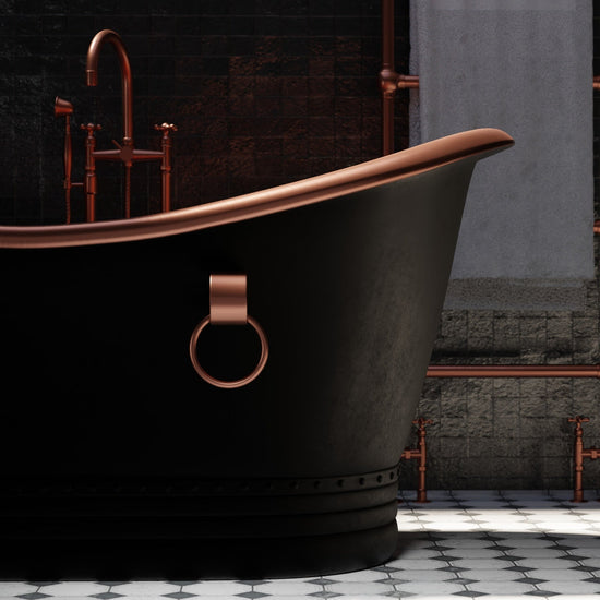 Black and Copper Matte Freestanding Bathtub - Luxury Handcrafted Spa Statement Piece