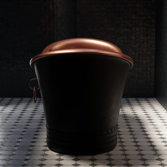 Black and Copper Matte Freestanding Bathtub - Luxury Handcrafted Spa Statement Piece
