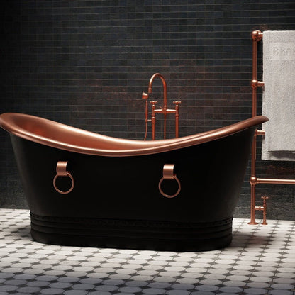 Black and Copper Matte Freestanding Bathtub - Luxury Handcrafted Spa Statement Piece