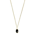 Black Quartz Pendant Necklace - Polished Crystal Brass Wire Minimal Layering