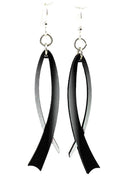 Black Ribbon Dangle Earrings Lightweight Charity Awareness