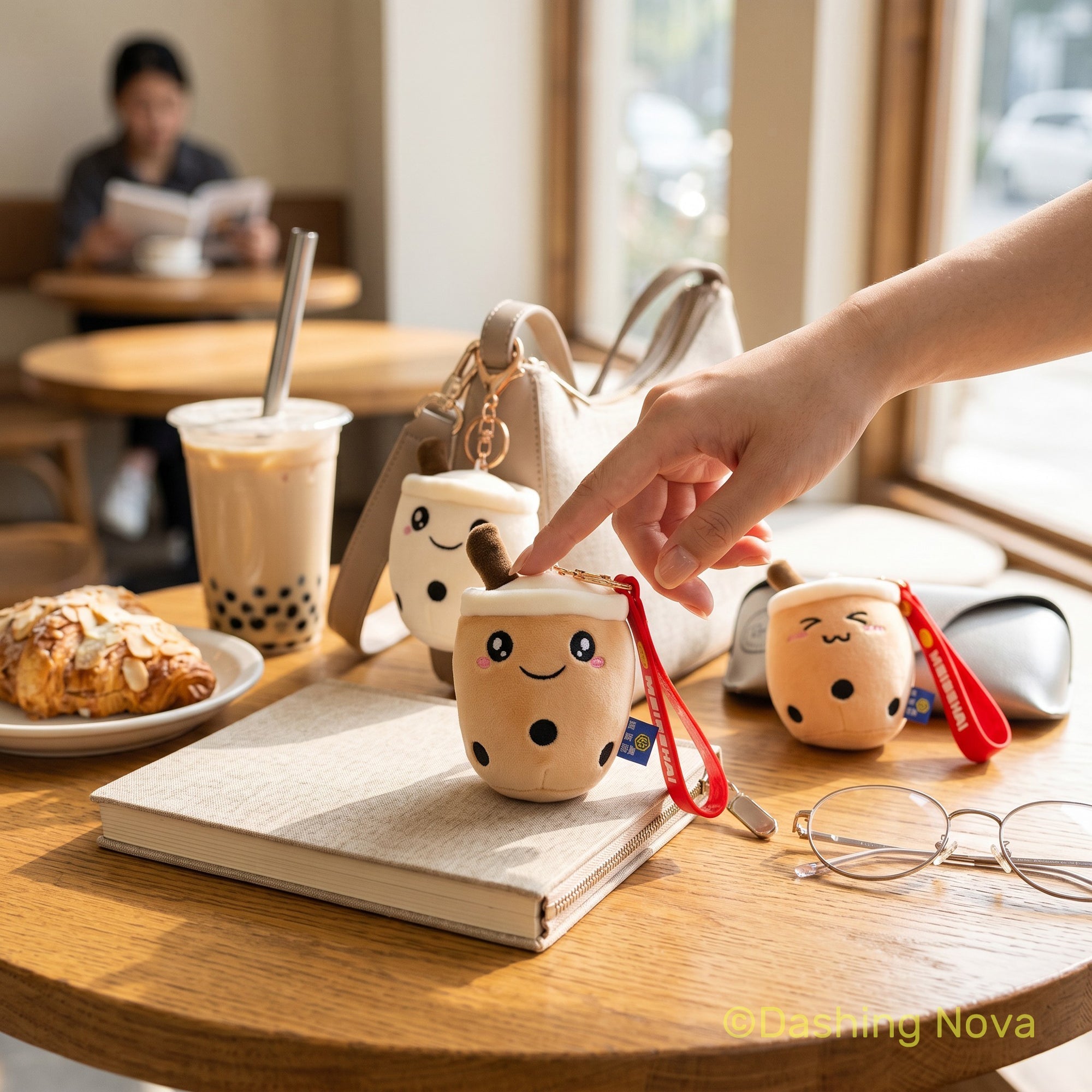 Boba Keychains 3 Pack Cute Fabric Bag Charm Set