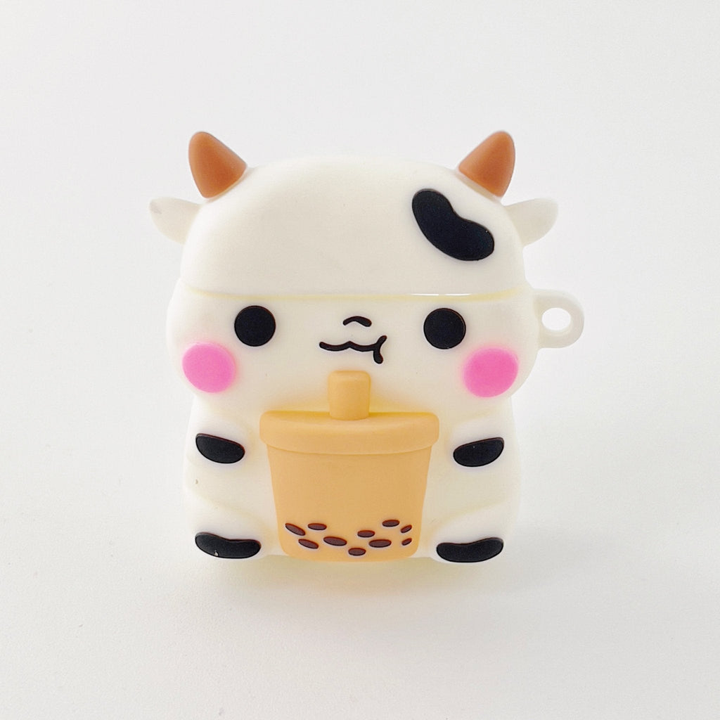 Cute Milk Cow Boba Case – Silicone AirPods Cover for 1, 2, 3, or Pro