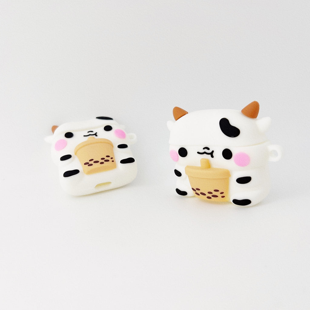 Cute Milk Cow Boba Case – Silicone AirPods Cover for 1, 2, 3, or Pro