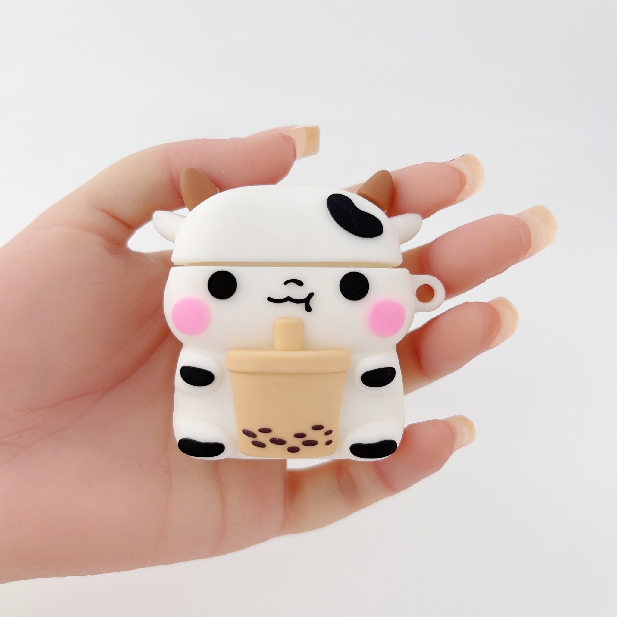 Cute Milk Cow Boba Case – Silicone AirPods Cover for 1, 2, 3, or Pro