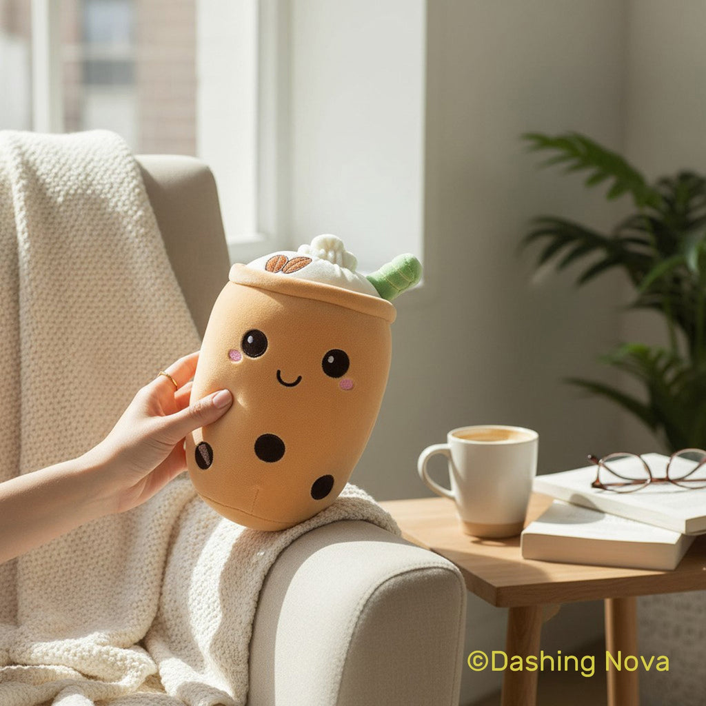Boba Stuffed Animal, Bubble Tea Toy, Kawaii Novelty Figure, Cute Room Decor Desk Accessory For Kids