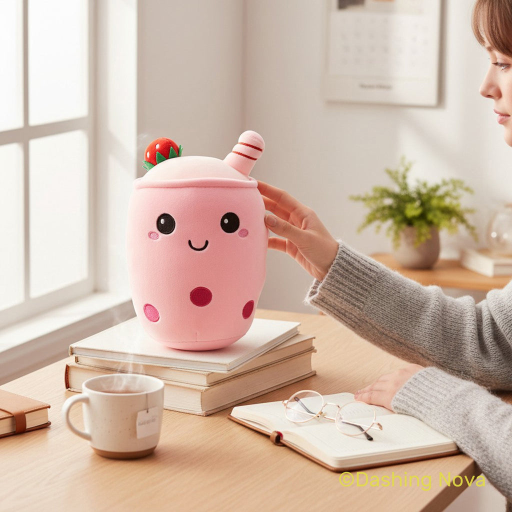 Boba Stuffed Animal, Bubble Tea Toy, Kawaii Novelty Figure, Cute Room Decor Desk Accessory For Kids