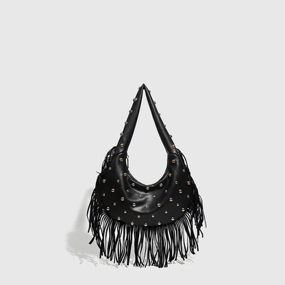 Boho Style Fringe Rivet Crossbody Bag