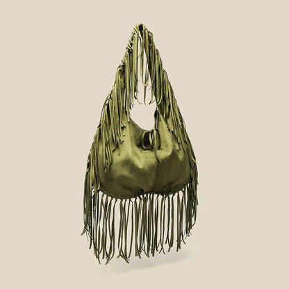 Boho Style Fringe Rivet Crossbody Bag