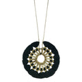 Tassel Halo Necklace Cotton Tassel Boho Statement Pendant 18.5in Chain