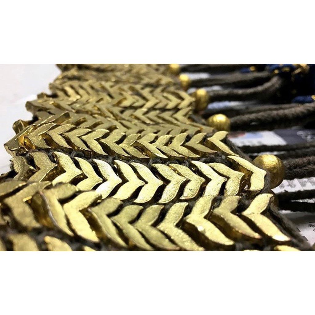 Temple Collar Bib Necklace Boho Tribal Statement With Cotton Tassels Zinc Alloy