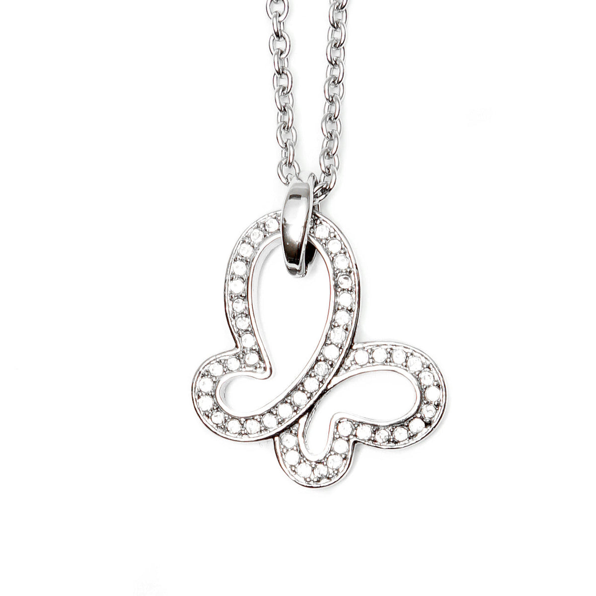 Brilliant Butterfly Pendant Necklace Sterling Silver CZ