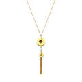 Bullet Tassel Necklace Recycled Brass Shell Casing Gold Plated 14 Inch Chain