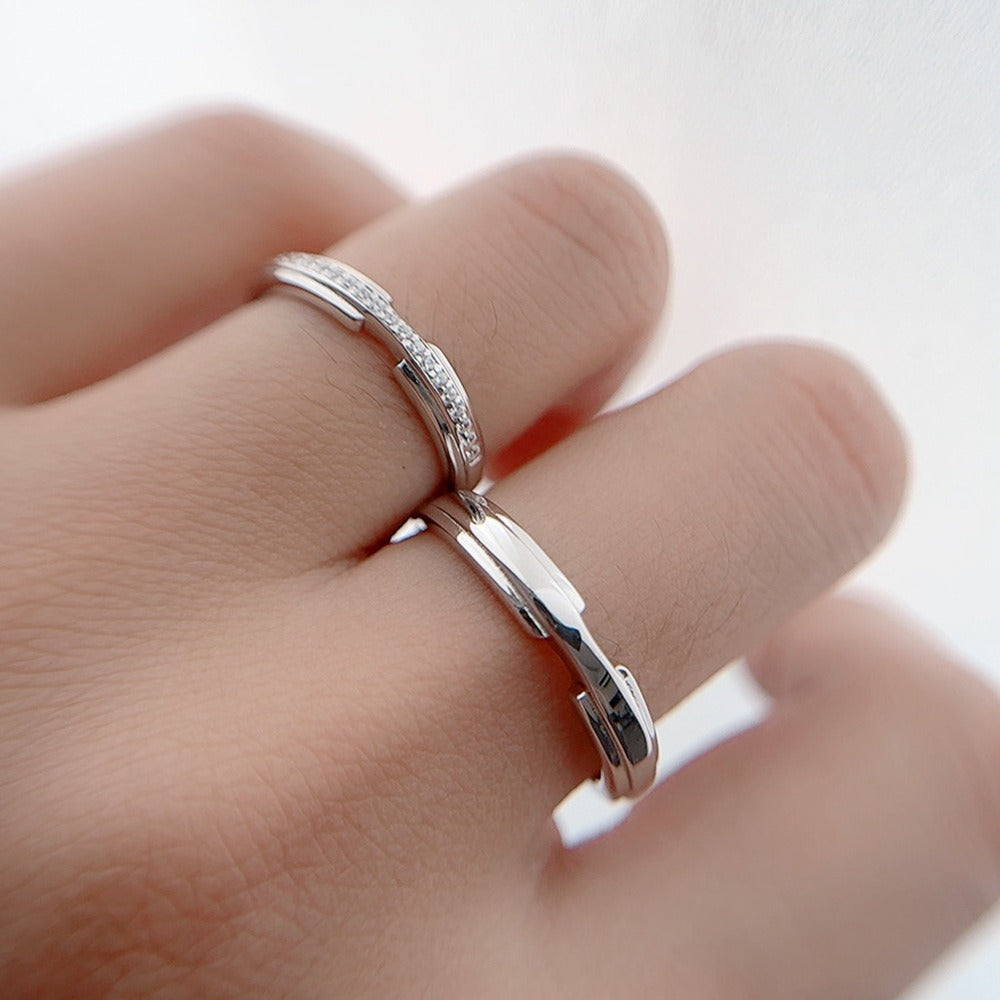 S925 silver diamond couple ring