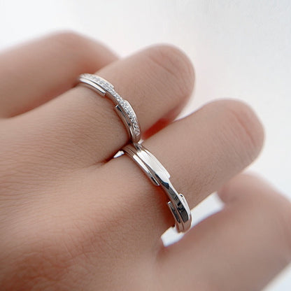 S925 silver diamond couple ring
