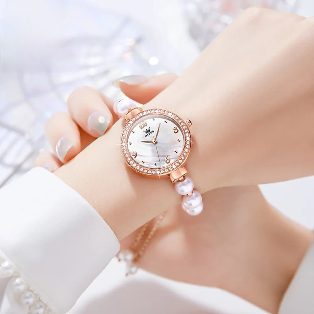 Women's Faux Pearl Bracelet Quartz Watch