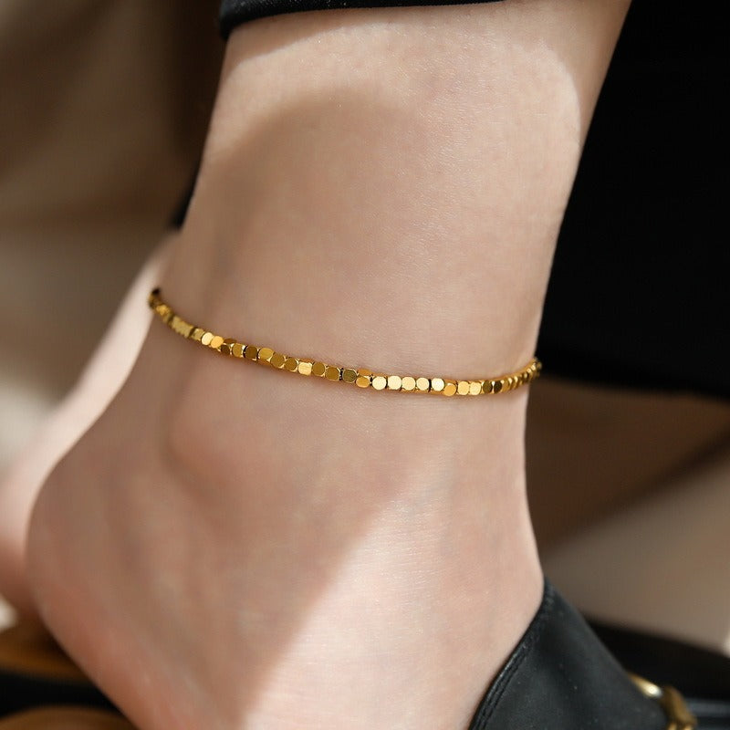 Light luxury 18K gold and silver anklet
