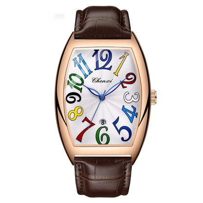 Mens Digital Watch Calendar Casual Leather Belt