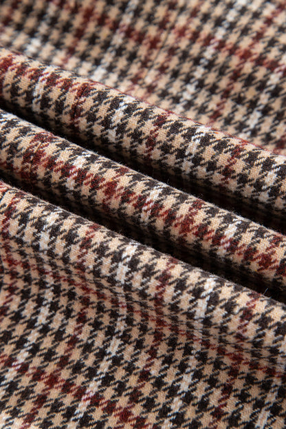 Brown Houndstooth Lapel Collar Blazer | Femstylo