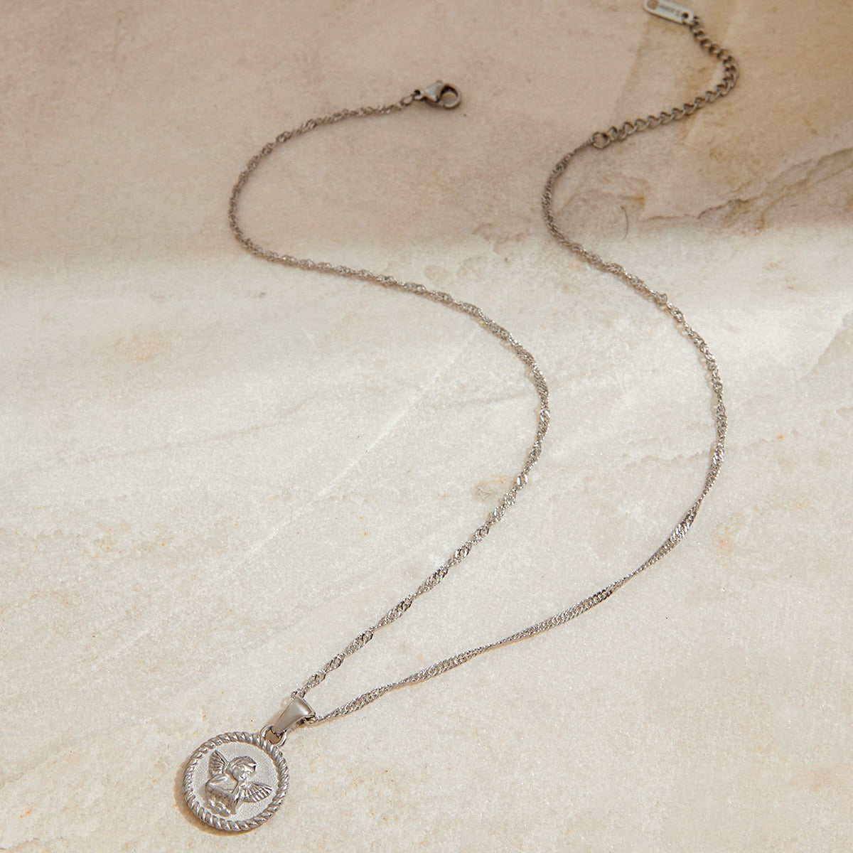Round necklace with angel pattern design, classic and fashionable
