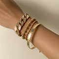 Diamond-studded Cuban buckle bracelet Hip-hop personalized round bead chain pattern bracelet set