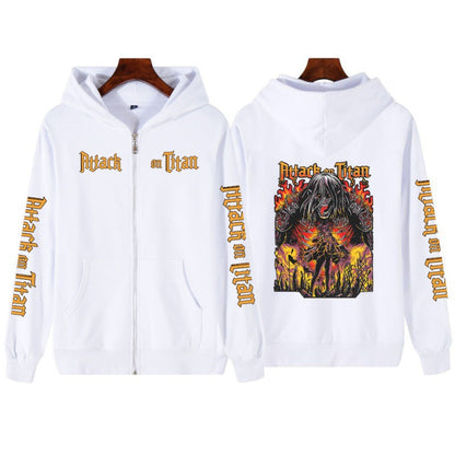 Printed Zipper Sweater Unisex Hoodie Coat