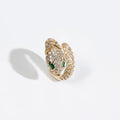 Snake-Shaped Adjustable Open Ring with Zircon Inlay