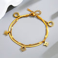 18k gold four-leaf clover pink and purple round pendant foot ornament
