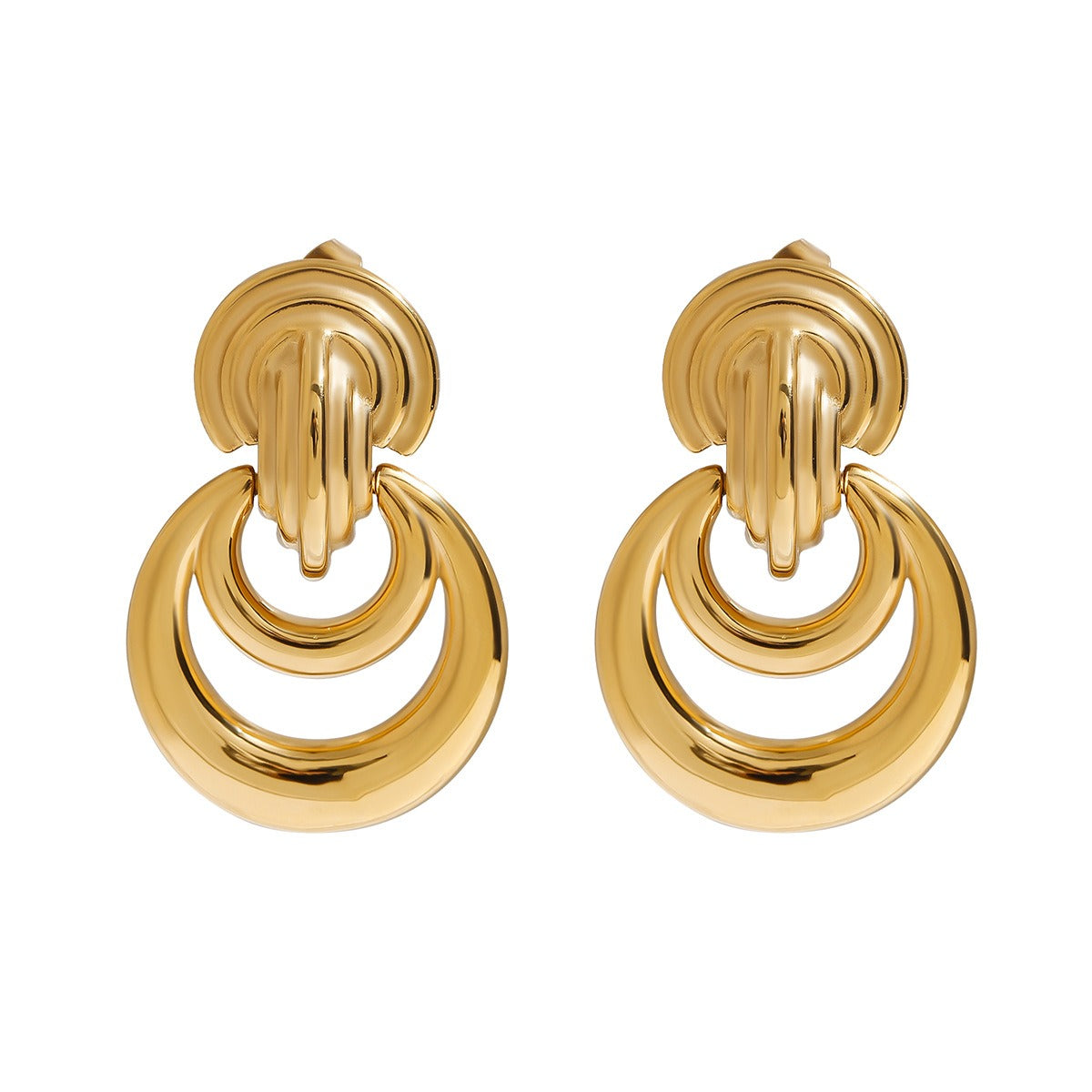 18K gold hollow crescent design classic and fashionable earrings